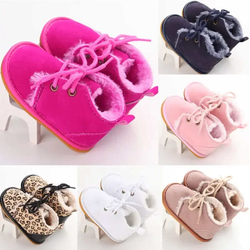 New Toddler Infant Newborn Baby Boy Girl Winter Fur Snow Boots Warm Shoes Booties Casual Leopard First Walkers Baby Shoes 0-18M