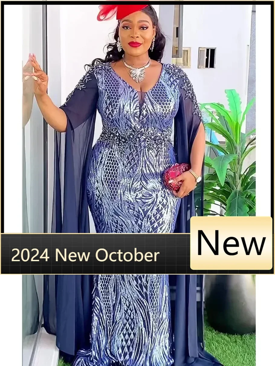 

2025 Plus Size African Party Dresses for Women Dashiki Ankara Sequin Wedding Evening Gown Sexy Bodycon Maxi Christmas Dress