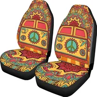 Men Boy Car Seat Cover Universal Bucket School Bus Hippie Van Pattern Front Seats Covers 2 Sets