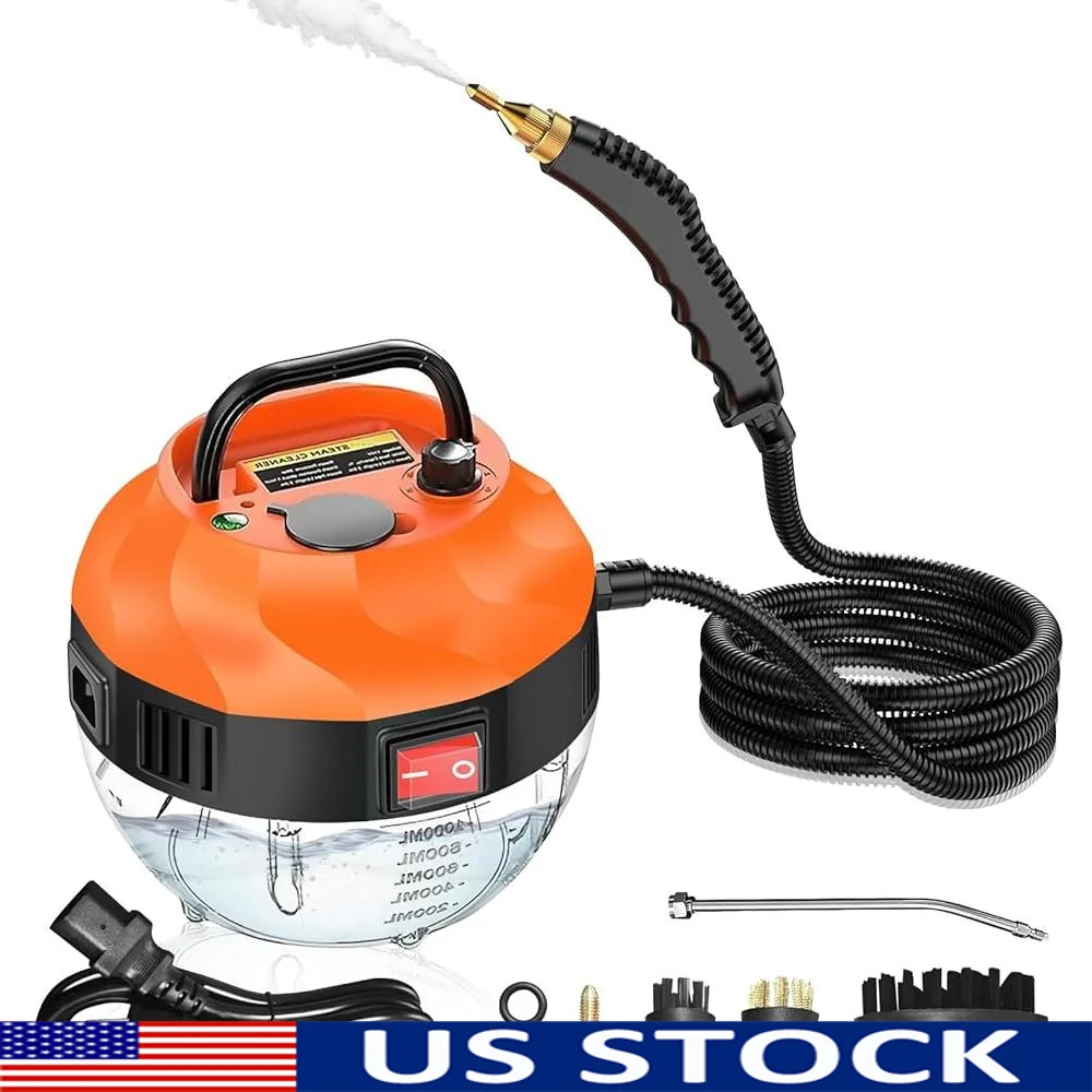 

High Pressure Handheld Steam Cleaner 2500W Portable Steamer 105℃ Fast Heating Multi-Surface Cleaning Tool with 3 Brush Heads