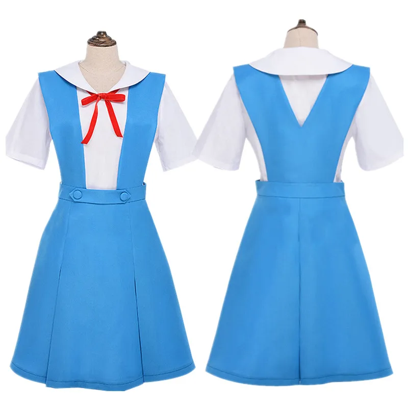 Anime Movie Blue Dress Womens Sexy Cosplay Costumes School Anime Gymnastics Uniform Halloween Costume with Wig and Black Socks