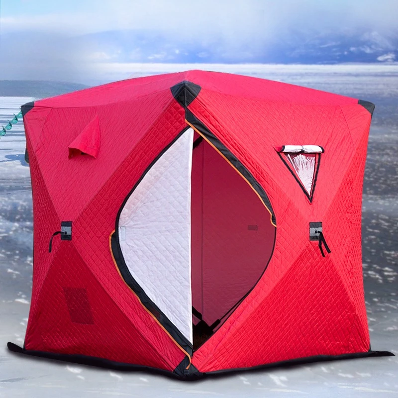 Outdoor Winter Fishing Tent Cotton Cloth Warm and Cold-proof Multi-person Snow Fishing House Easy Carry Sauna Ice Fishing Tent