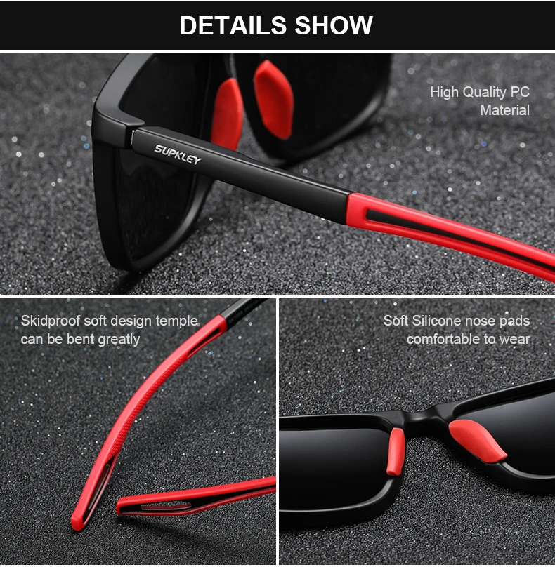 Supkley sport sonnenbrille für männer frauen bequeme leichte polarisierte sonnenbrille uv400 brillen zubehör beste geschenk wahl – Detail 3