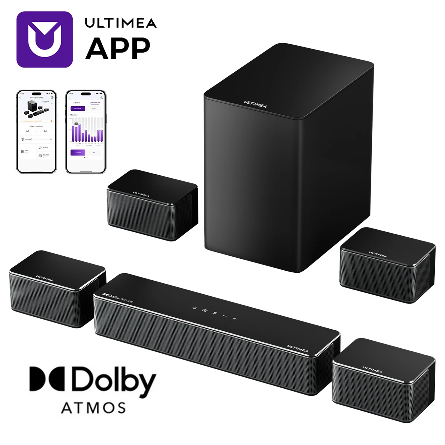 

ULTIMEA 7.1 Surround Sound System for TV with Dolby Atmos, 460W Sound Bar for TV with 6.5" Subwoofer, APP Control