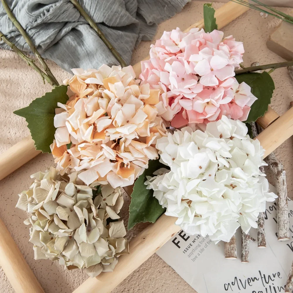 DIA 18.5cm Hydrangea Artificial Flowers Fake Flowers Plants Wedding Decoration Crafts Flores Artificiales Decoration Mariage