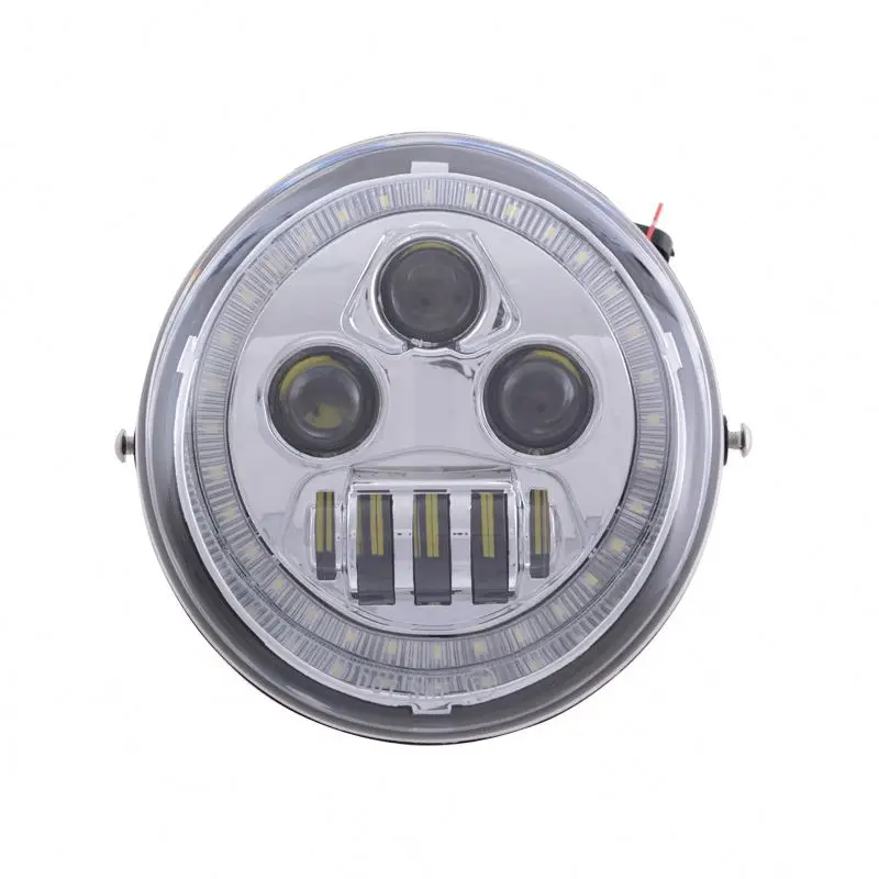 YongJin Motorcycle Lighting System  Accessories for Harley Black Color  Led V-rod Headlight with halo Ring