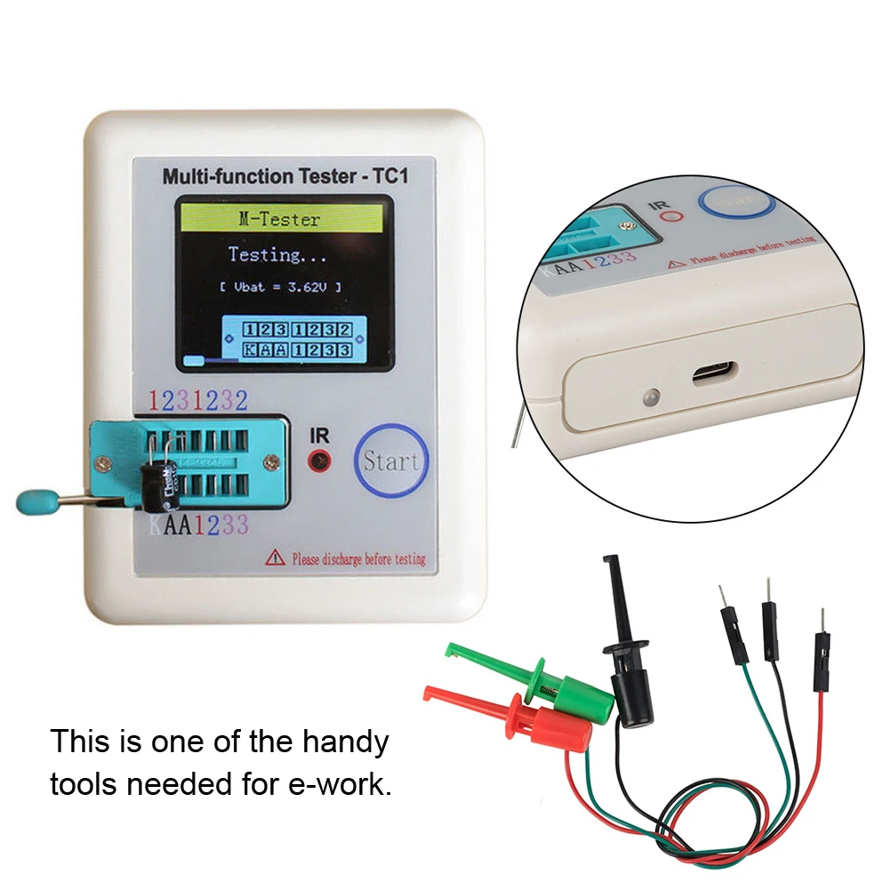 3pcs Transistor Tester Hook Type Test Clip Probes Kit with Male Head DuPont Line