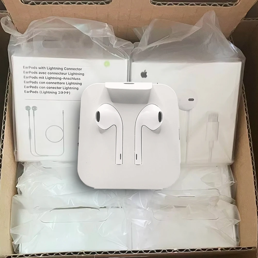 سماعات أذن أصلية من Apple مع سماعات أذن سلكية مقاس 3.5 ملم Lightning USB-C لهاتف iPhone 17/16/15/14/13/12/11 Pro Max X/XS/XR 8/7/6 #6