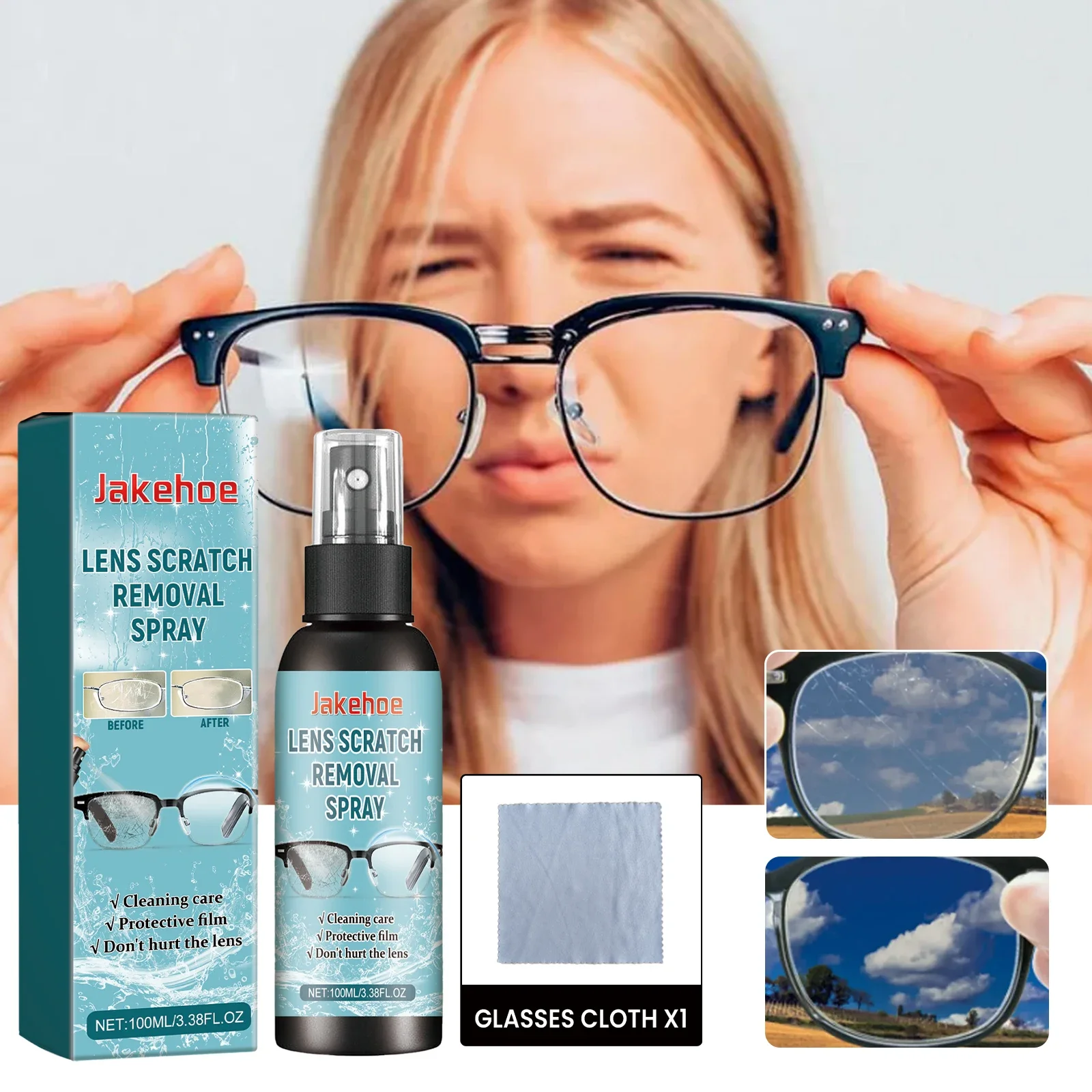 

100ml Lens Scratch Removal Spray Eyeglass Lens Cleaner Spray Effectively Clean Dirt Restore Lens Smoothness Makes Vision Clearer