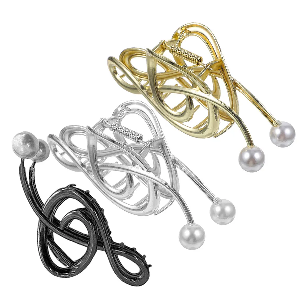 

3Pcs Elegant Music Note Hair Claw Clips Fake Pearl Metal Large Jaw Clip Non-Slip Thick Hair Styling Accessories Fashion Hairpins