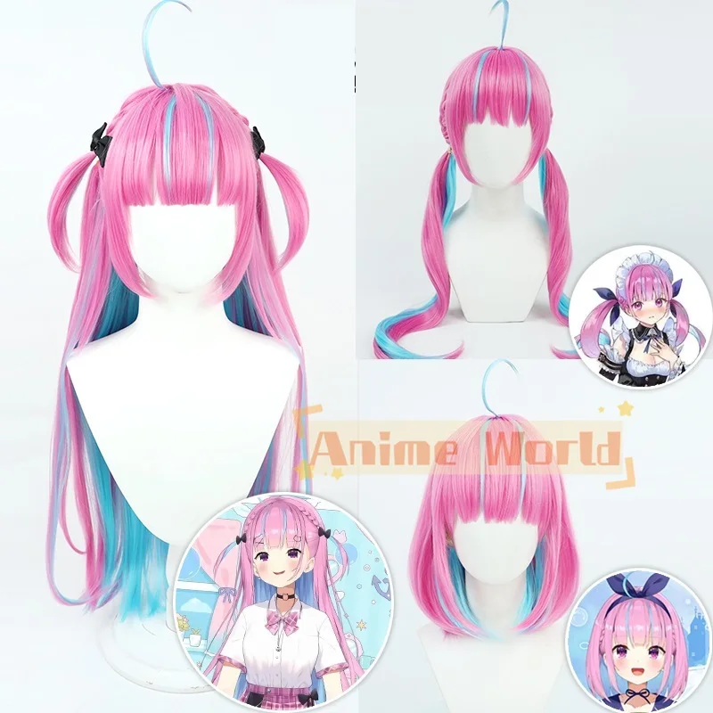 

3 Types Virtual YouTuber VTuber Hololive Minato Aqua Cosplay Wigs Fiber Heat Resistant Synthetic Hair + Wig Cap