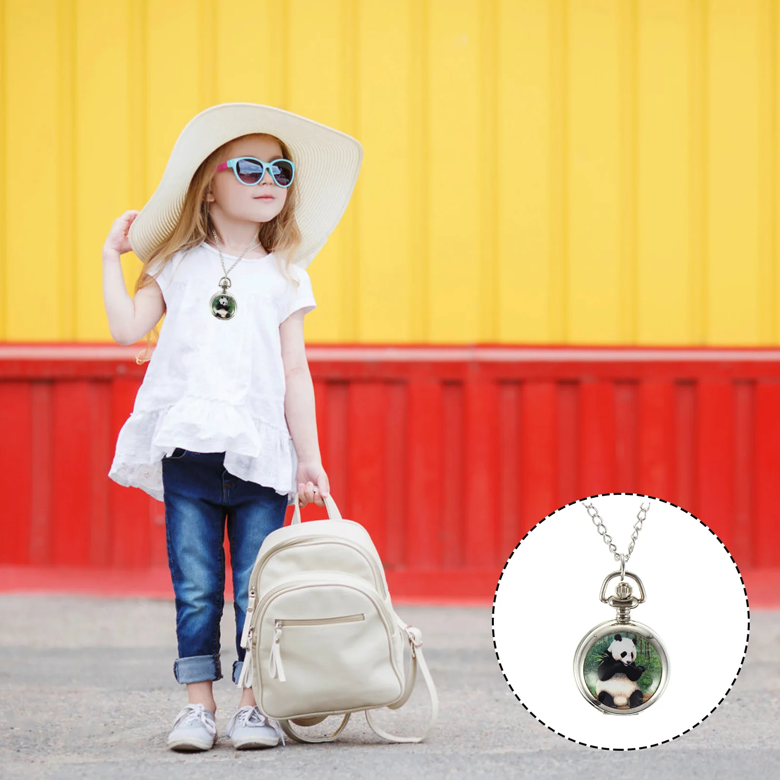 

Ceramic Pocket Watch Necklace Decorative Watches for Kids Gifts Roman Dial Thin Alloy Plated