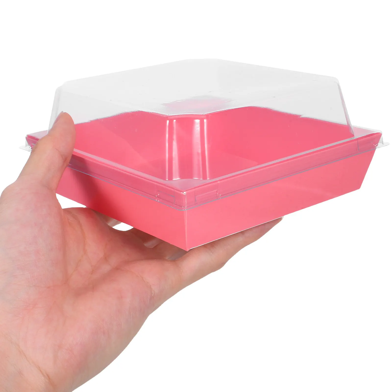 100Pcs Disposable Bakery Take Out Containers Square Paper Sandwich Cake Boxes Clear Lid Mini Pastries Muffins Cookie Containers
