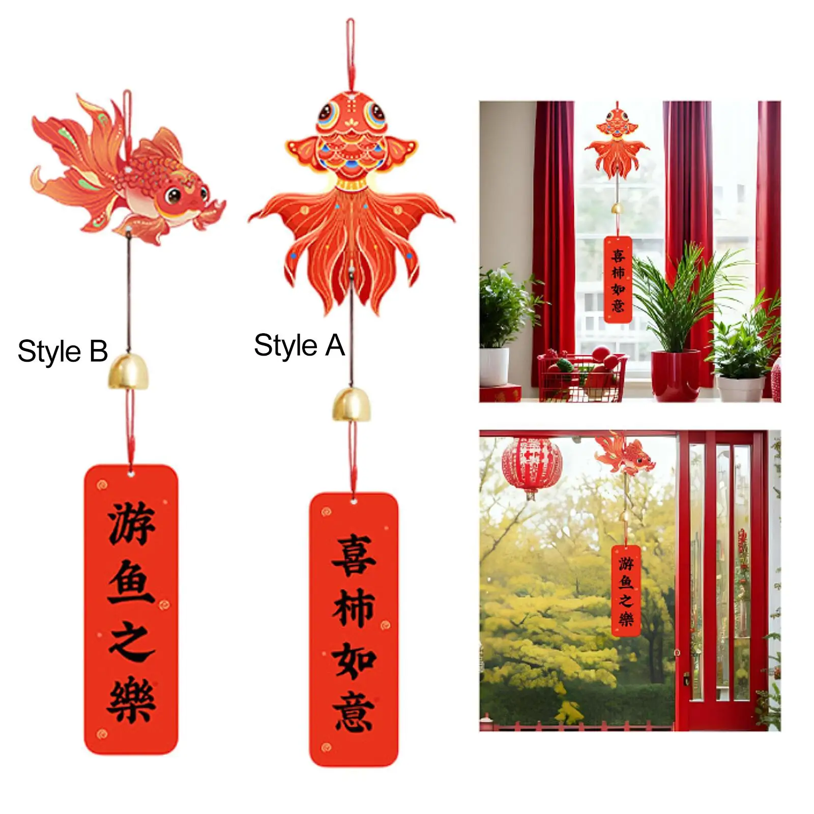 Chinese New Year Blessing Hanging Decoration, 2025 New Year Pendant, Hanging Ornament, Wind Chimes for Farm House Porch