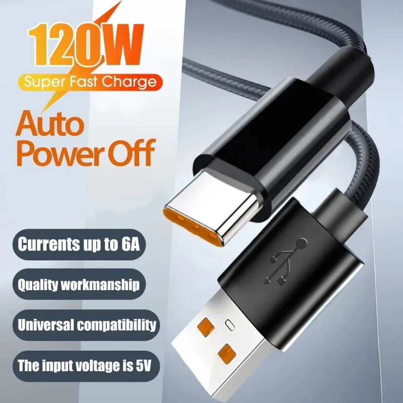 Cable USB tipo C de 120W, línea Micro USB de carga súper rápida, Cables USB C de carga rápida, Cable de transferencia de datos para Android, Samsung y Xiaomi
