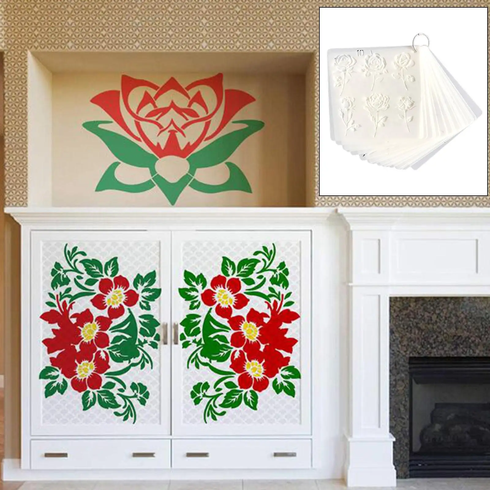 20x Embossing Flower Painting Template DIY Decoration Art Sets Reusable Durable Tools Creative for Tile Floor