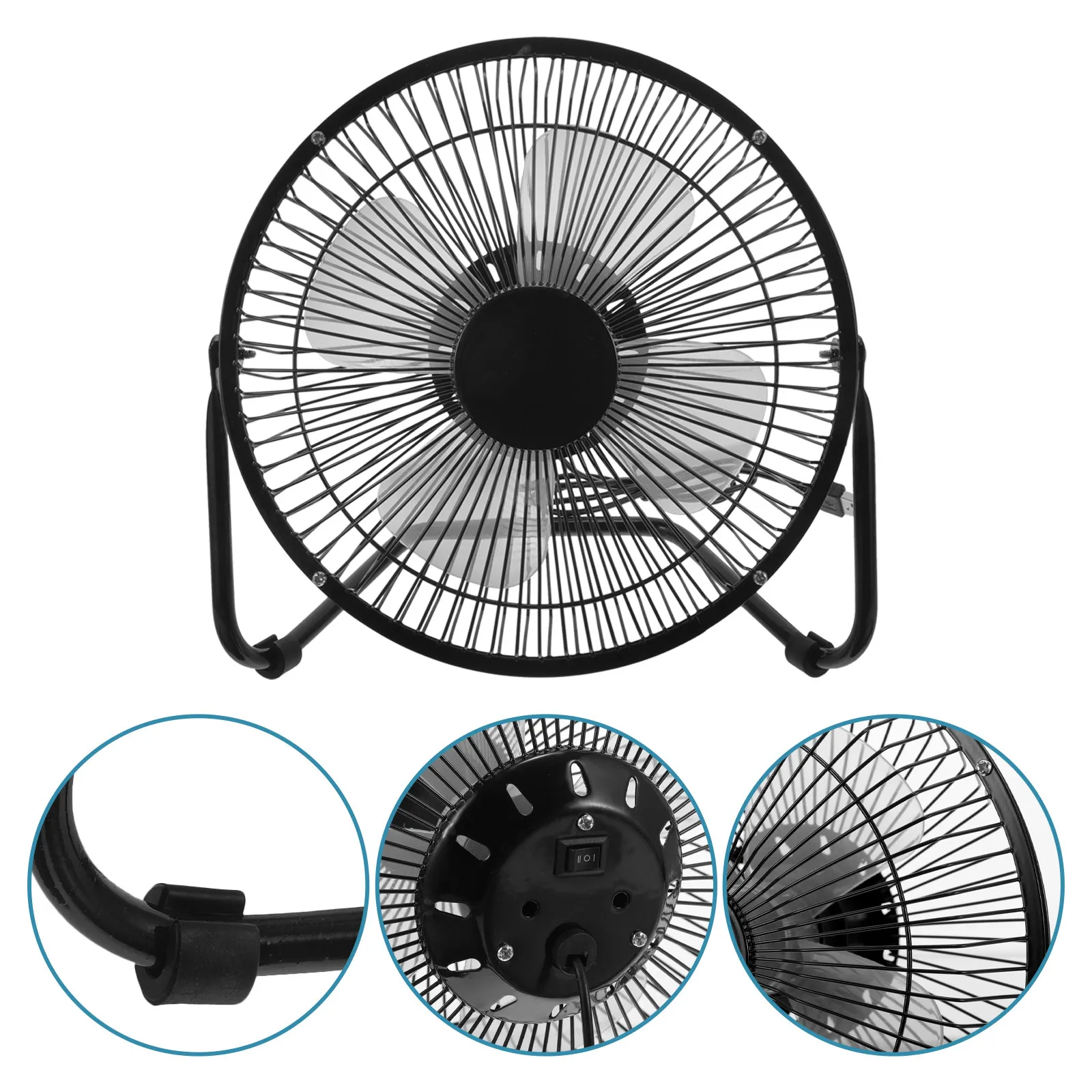 8 Inch Retro USB Fan Strong Airflow 360 Degree Adjustable Angle Quiet Mini Desktop Fan for Computer Cooling Use