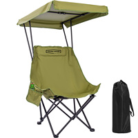 Outdoor Camping Fishing Folding Chair with Canopy Sunshade Portable Backrest Beach Seat Equipment