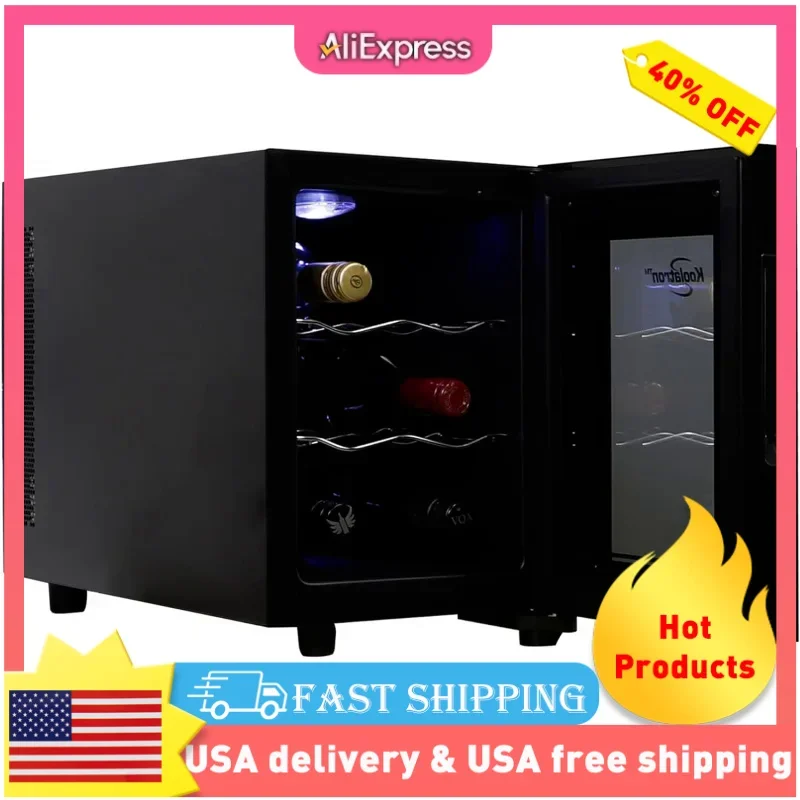 

QW6 Bottle Wine Cooler,Thermoelectric Wine Fridge,0.65 cu.ft.(16L),Freestanding Wine Cellar,Red,White and Sparkling Wine Storage