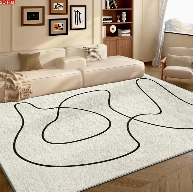 Abstract Line Art Shape Carpet Flooring Contemporary Artistic Home Living Room Rug