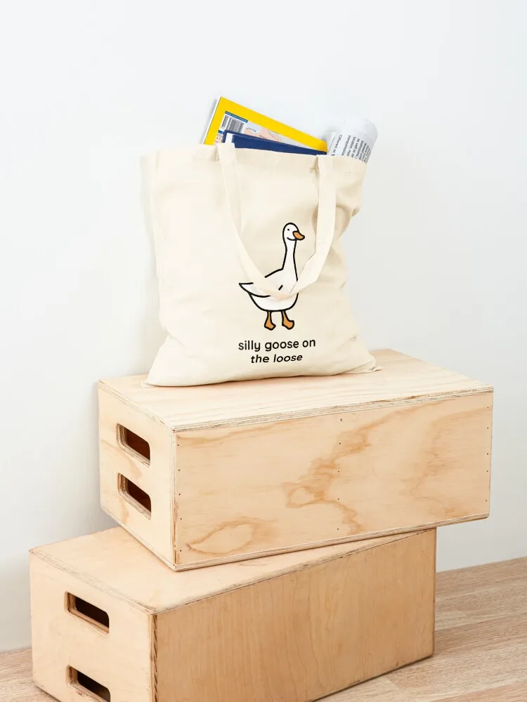 Silly Goose on the Loose Tote Bag canvas tote bags cute pouch bag personalized tote bag Lady bags