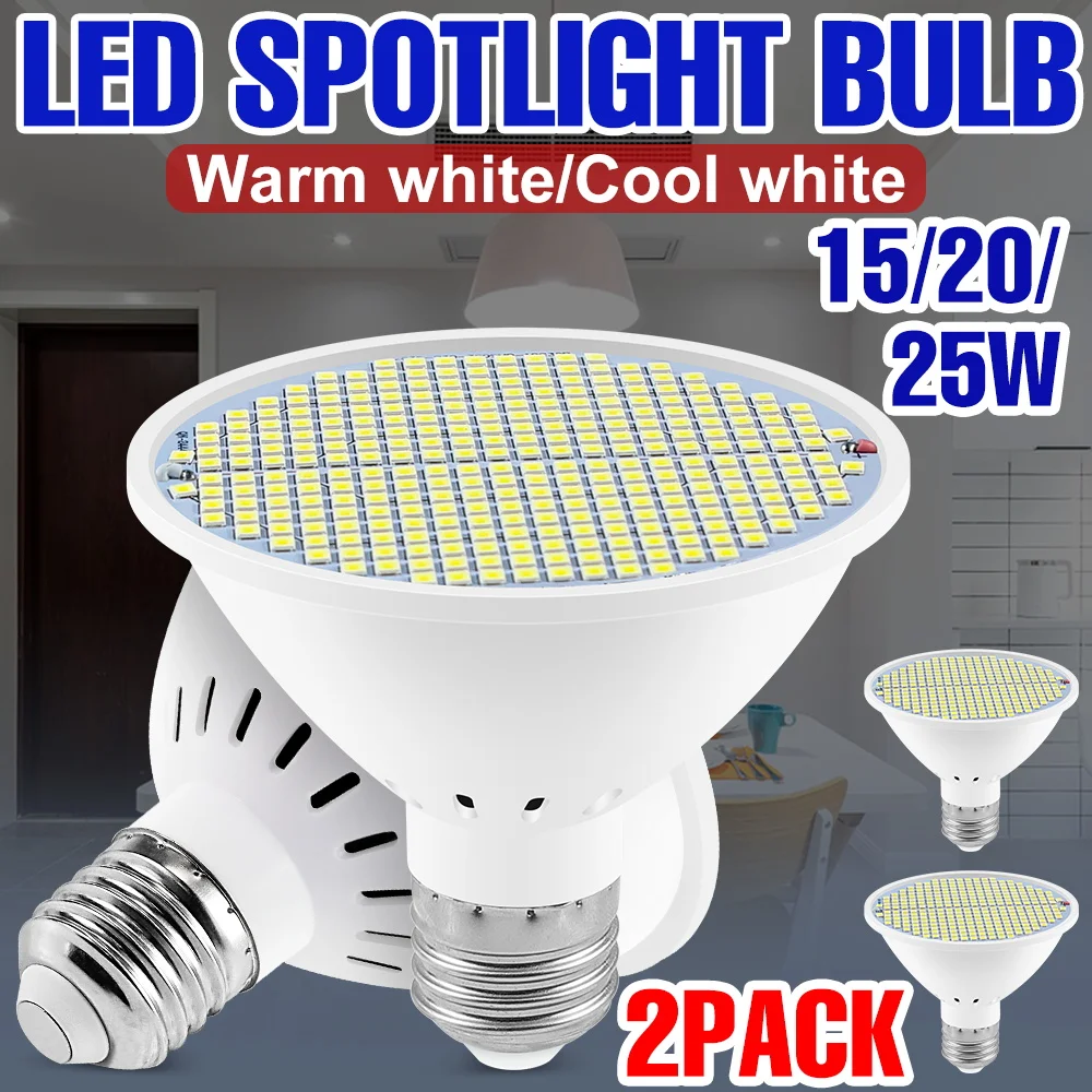 

2 шт. светодиодные лампы AC220V, точечные светильники, потолочные лампы E27/E26, люстра 110V для дома, гостиной, балкона, холодный/теплый свет, 15/20/25W
