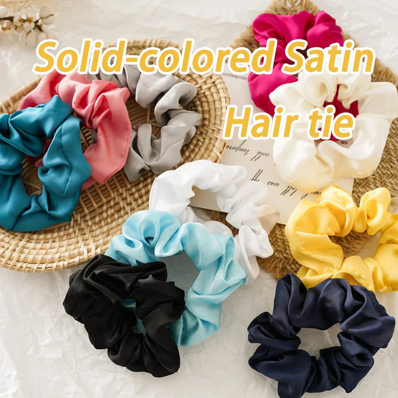 

Women's Solid Color Satin Scrunchies, Candy Colors Hair Ties - Minimalist & Versatile Fashion Accessories for Women