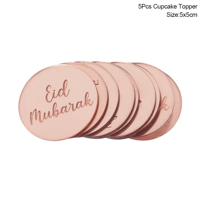 36x Eid Mubarak Cupcake-Topper – Mond & Sterne Motiv – Ramadan Party Deko – Aus Karton & Bambus – Für Islamische Feiern (5x12 Cm)
