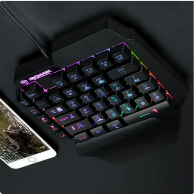 F6 Single Hand Keyboard Backlit Game Key Area Mobile Game Peace Elite Eating Chicken Game Peripheral