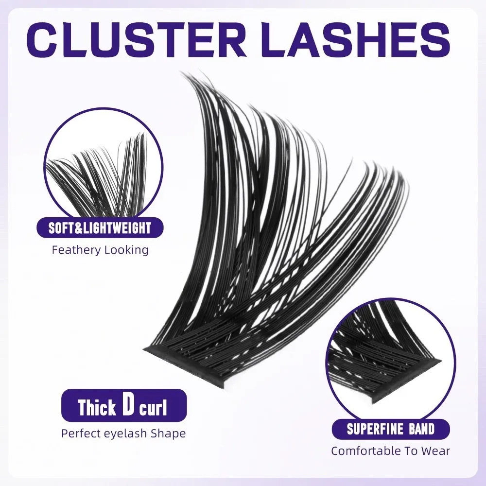 8-18mm Length False Eyelashes Natural Look Bond and Seal 3D Faux Mink Lash Cluster Design Wispy Style DIY Lash Extension Kit