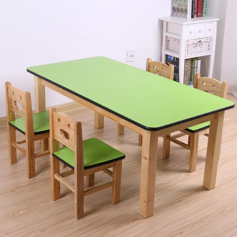 Set Furnitur Anak Set Furnitur Set Kursi Meja Kayu Solid Kayu Pinus Meja Anak Baru