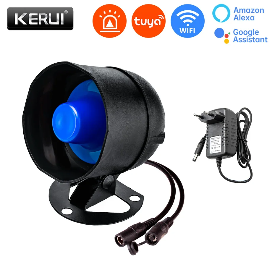 KERUI Siren 120DB Blue Loud Sound Alarm System For Home Security Burglar Set Supermarket Wireless Microphone facility