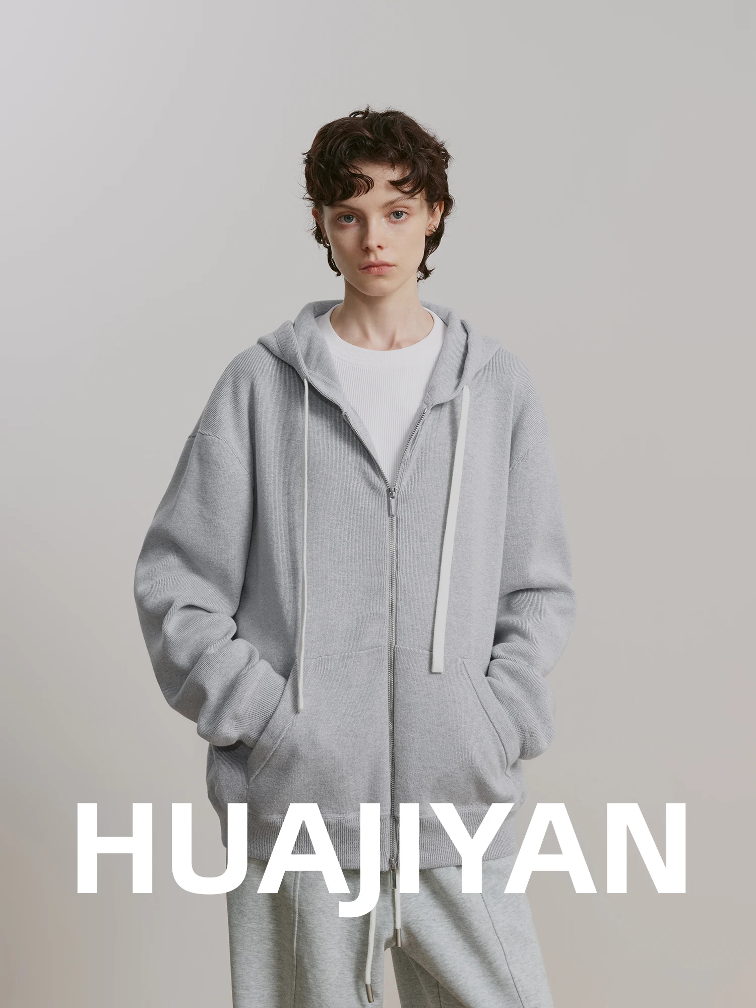 

Hua Ji Yan Loose Comfortable Knitted Hat Sweatirt Jaet Women's Faion Versatile Long Sve Mid-Length Polyester Cotton ...