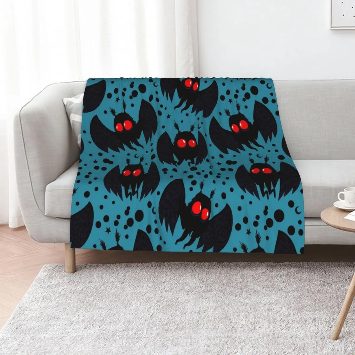 Mothman Grey Blue Night Throw Blanket Hairys decorative Vintage cosplay anime Decorative Throw Cute Plaid Blankets