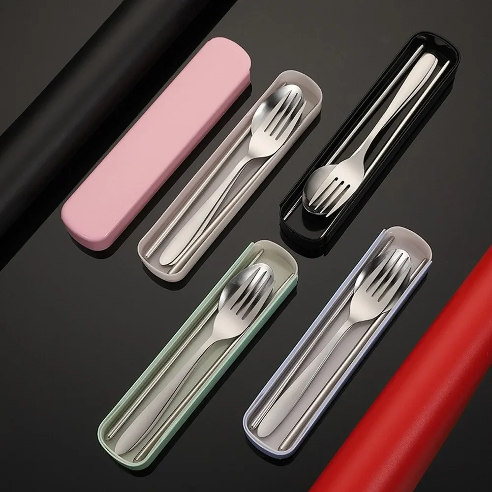 Cubiertos portátiles acero inoxidable – Set camping con palillos - imagen 2