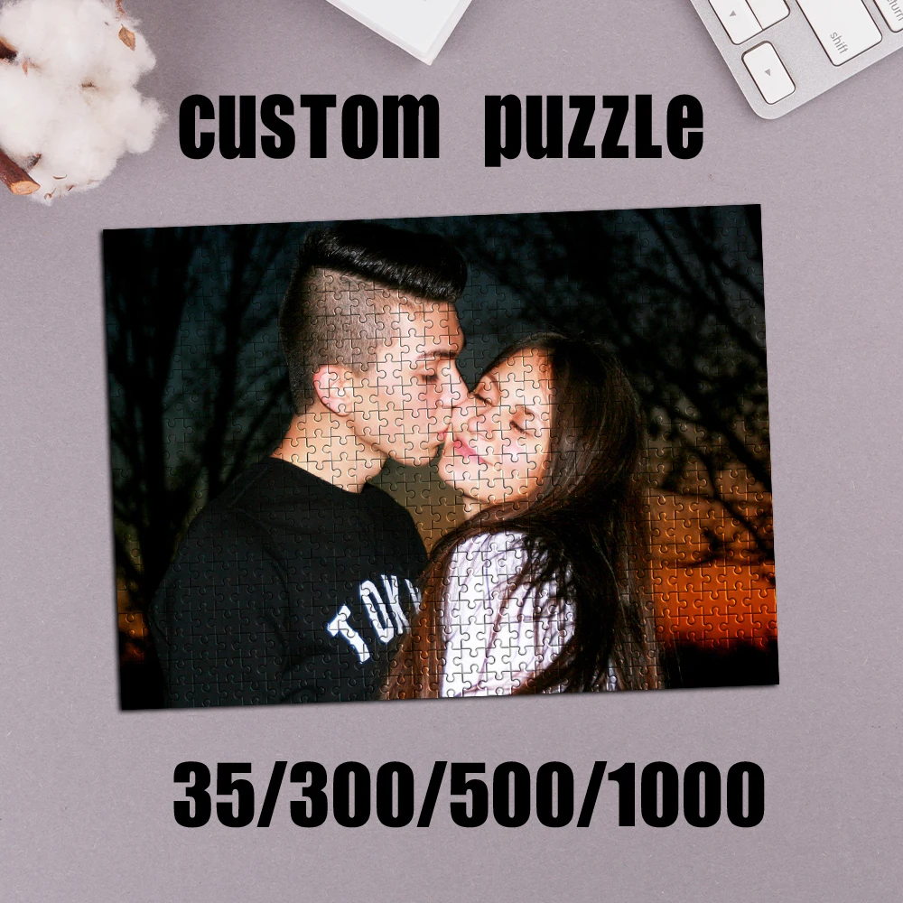 35/300/500/1000 Stück personalisiertes, individuelles Foto-Paar-Puzzle, ideale Geschenke für ihn, sie, Familie, Freunde, Kinder