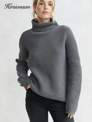 Hirsionsan Turtleneck Thick Sweater Women 2023 New Winter Warm Elegant Ladies Pullovers Warm Soft Cusual Jumper Soft Tops