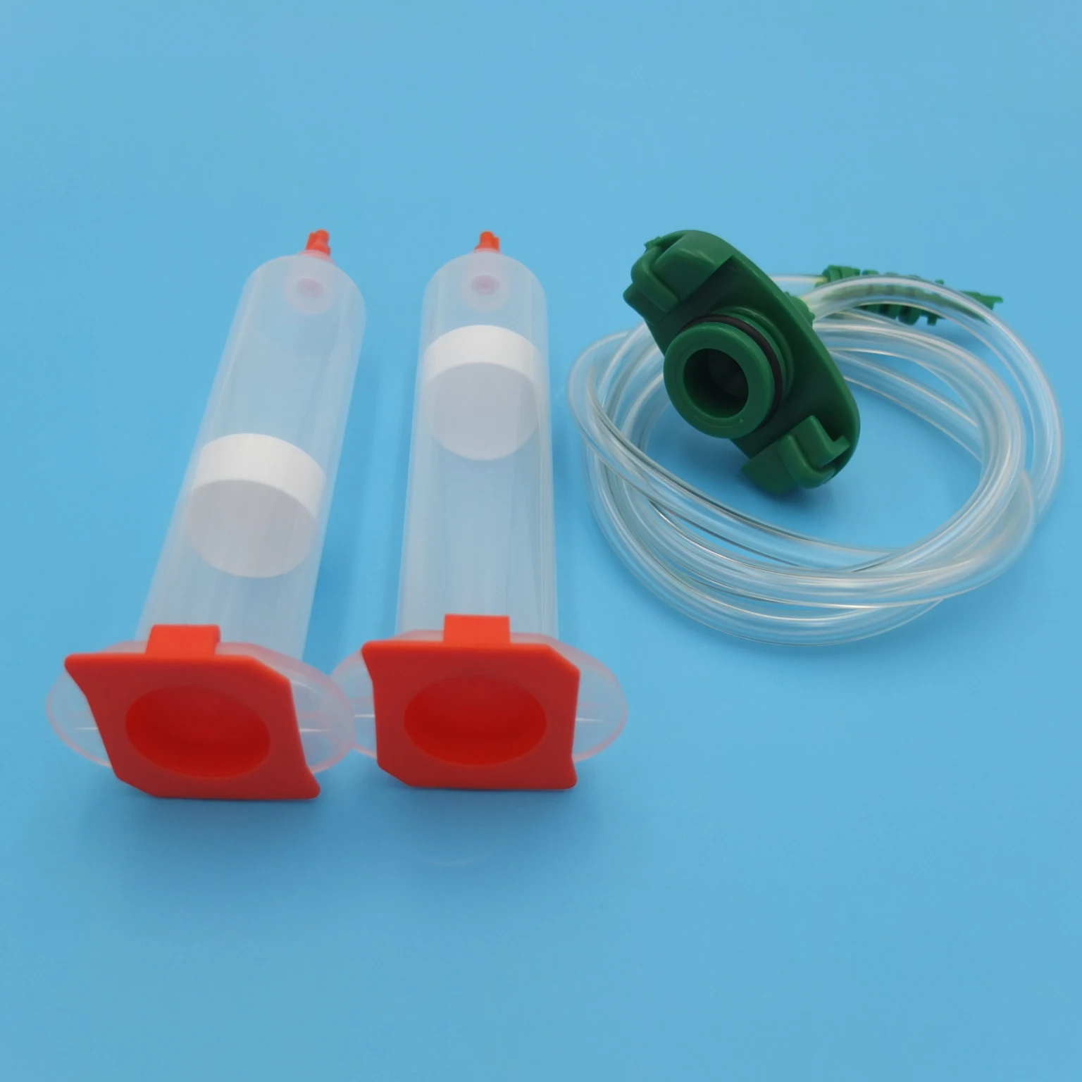 50sets/lot ,a set (as photo)= 1piece 30cc Adapter Assembly + 2pieces 30cc air syringe barrels