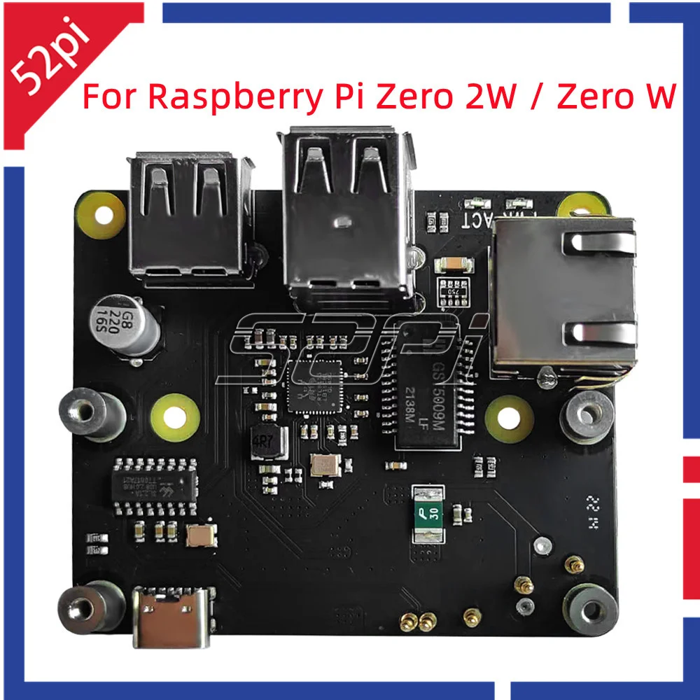 52Pi X303 Gigabit Ethernet Expansion Board & USB HUB for Raspberry Pi Zero 2 W / Zero W