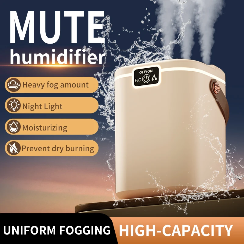 Humidificador de 3 orificios, difusor de perfume, humidificador evaporativo, humidificador de aire con luz nocturna para el hogar y la oficina