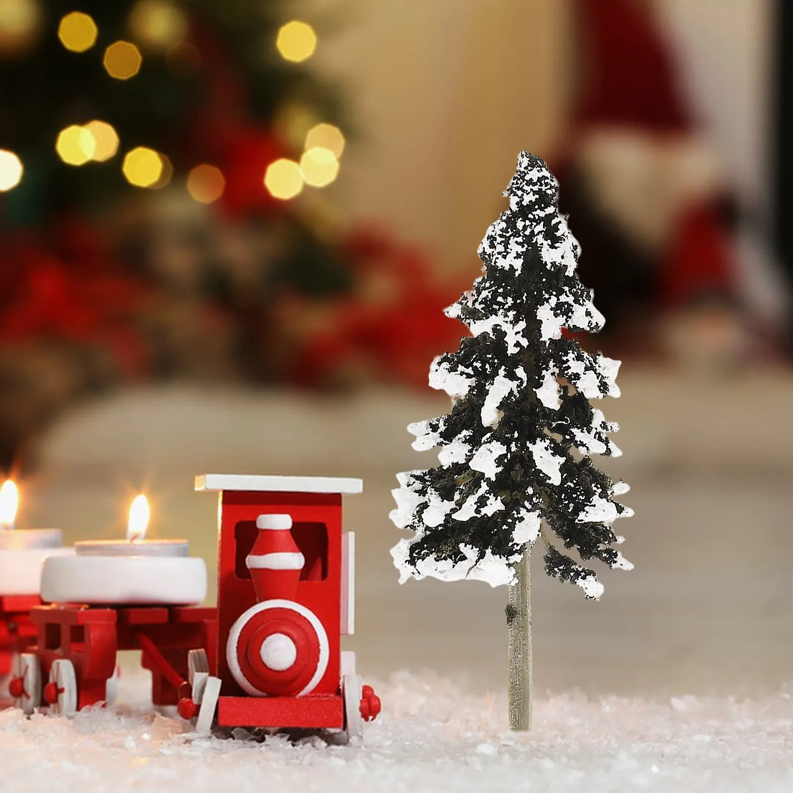 5Pcs Christmas Tree Cedar Mini Snow Covered Plastic Simulation Sand Table Decoration Landscape Plant Props Artificial Miniature
