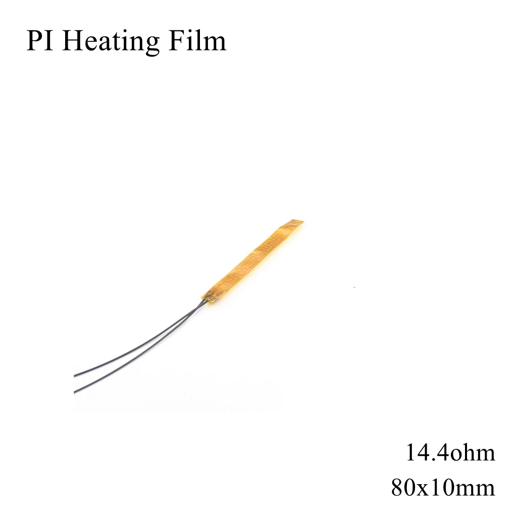 80x10mm 5V 12V 24V 110V 220V PI Heating Film Polyimide Adhesive Electric Heater Plate Panel Pad Mat Fuel Foil Oil Engine Tank