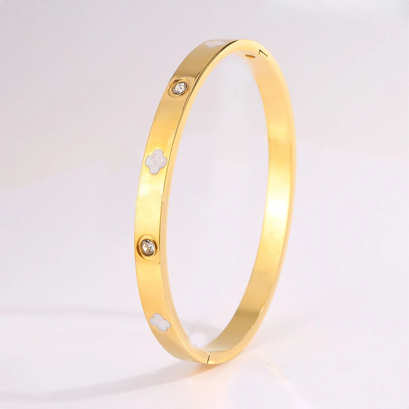 Yupsk الساخن بيع نازف النفط أربع أوراق زهرة سوار للنساء كريستال الزركون مطعمة هدايا مجوهرات الحفلات الرائعة #5