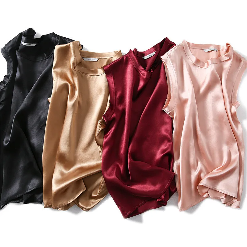 Pure Silk Vest For Women Sleeveless Summer Top Charmeuse Mulberry Silk Bodysuit