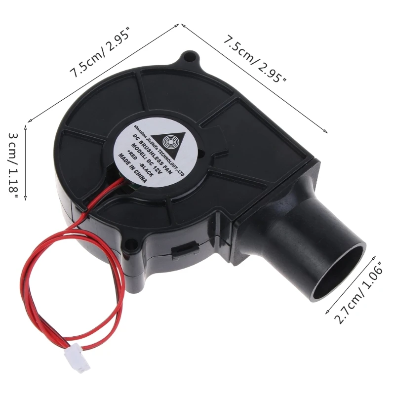 

New 7530 7.5cm 12V BBQ Blower fan 2500 RPM 2-wire portable Turbo Air Blower Cooling fan with tuyere