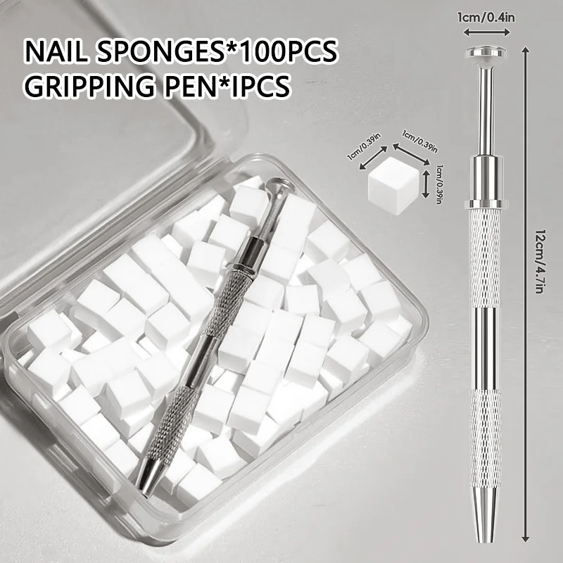100 pçs gradiente esponja escova arte do prego conjunto de esponja para diy arte do prego gel polonês escova glitter pó paipai cola manicure acessório