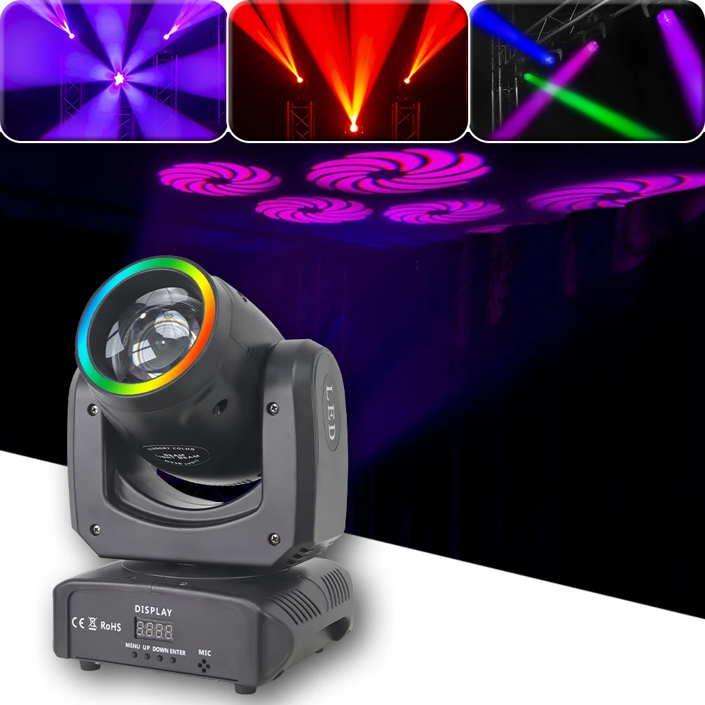 yuer moving head led stage light com anel mini projetor dmx mobile heads equipamento dj para night club party mold beam 120w novo 01