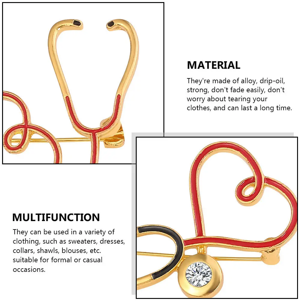 

2pcs Stethoscope Shape Brooch Alloy Nurse Doctor Decorative Breastpin For Medical Graduates Women Fashion Jewelry Gift Accessory