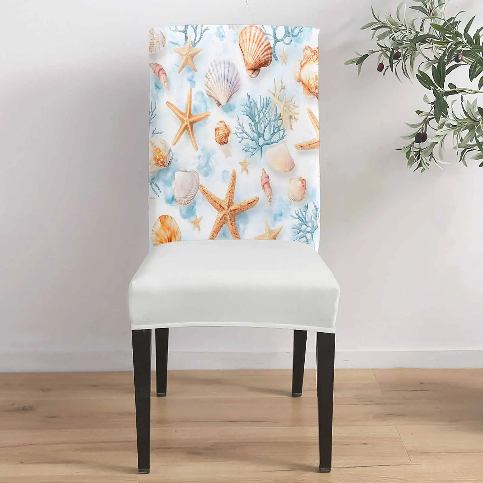 

Ocean Coral Marine Creature 4/6/8PCS Spandex Elastic Chair Case For Wedding Hotel Banquet Dining Room