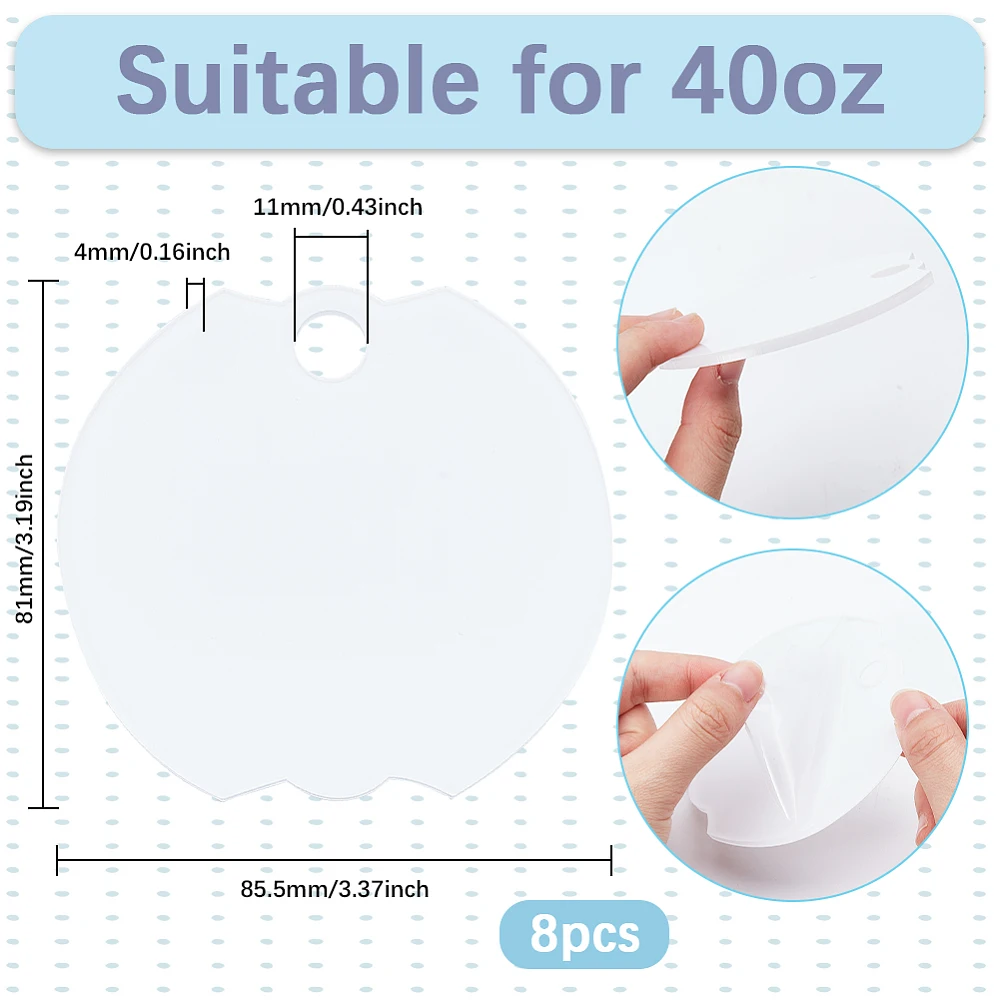 8Pcs DIY Sublimation Acrylic Name Plates Blanks 40 OZ Tumbler Lid Toppers Personalized Tags Cup Lid Decorations Heat Transfer
